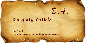 Doszpoly Anikó névjegykártya